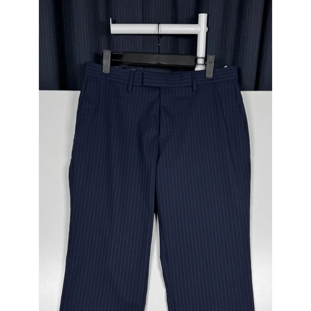 New Banana Republic Navy Pinstripe Standard Fit Performance Wool Pants 30x30